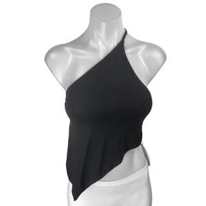 NEW Princess Polly Black Sleeveless One Shoulder Asymmetrical Blouse Top Size 6